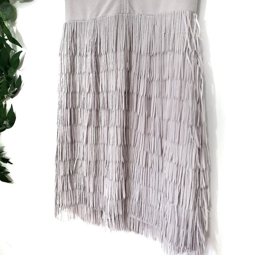 NWT Missguided Gray Deep V Fringe Dress - Picture 5 of 6
